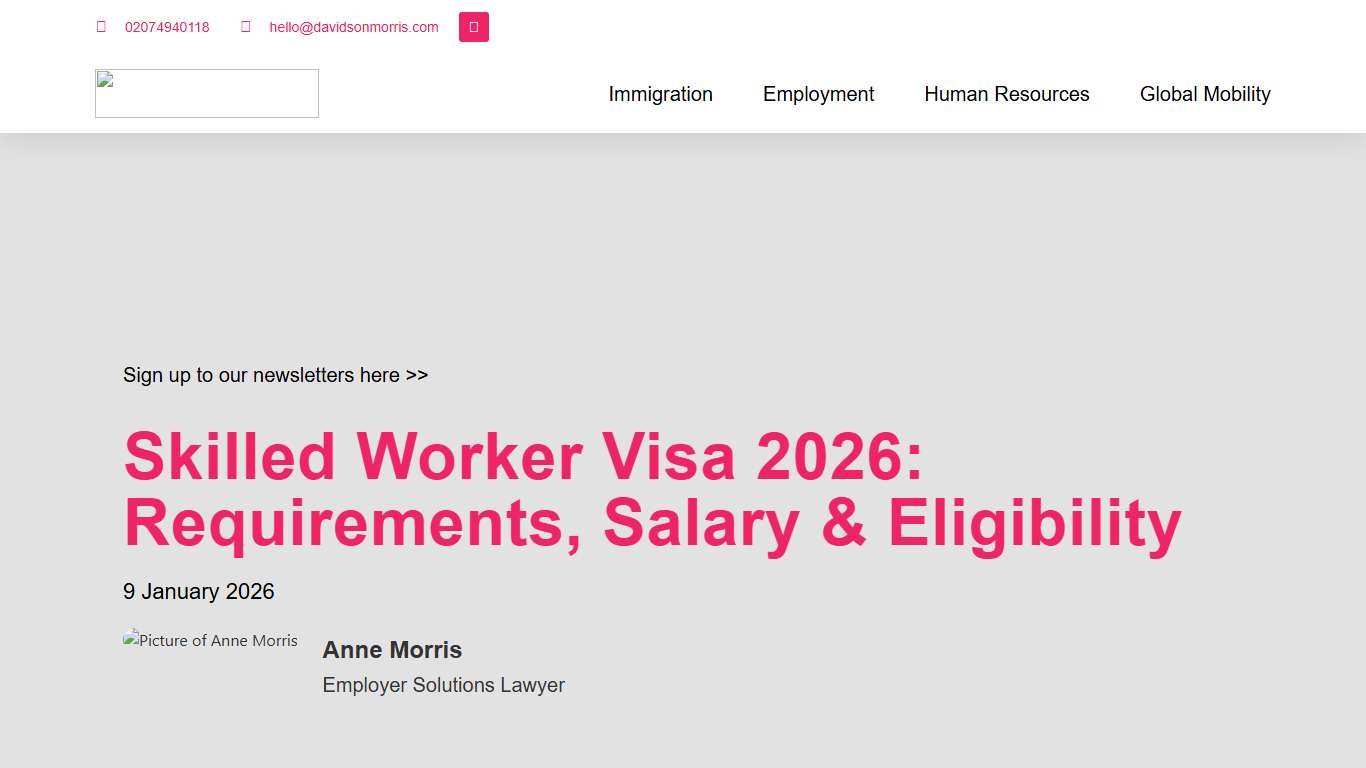 Skilled Worker Visa 2026: Requirements, Salary & Eligibility DavidsonMorris